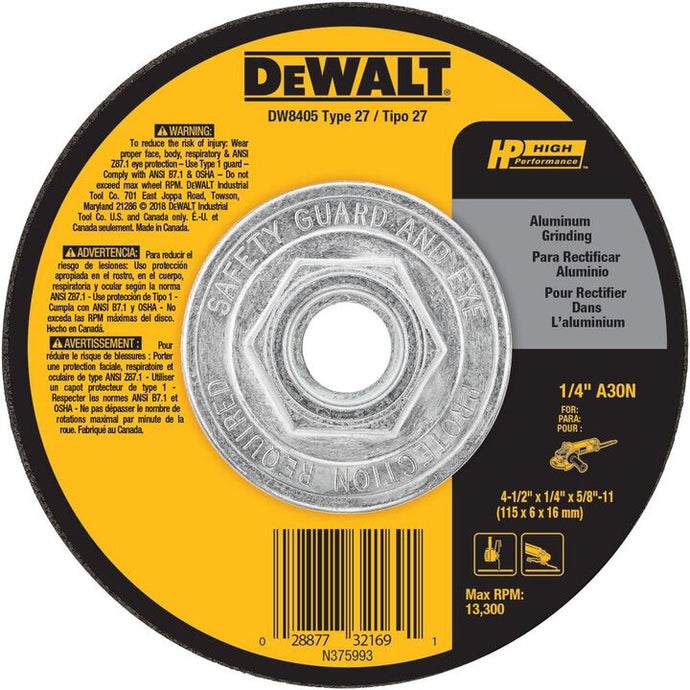 DeWalt DW8405 4-1/2X1/4X5/8-11IN ALUMINUM GRINDING WHL