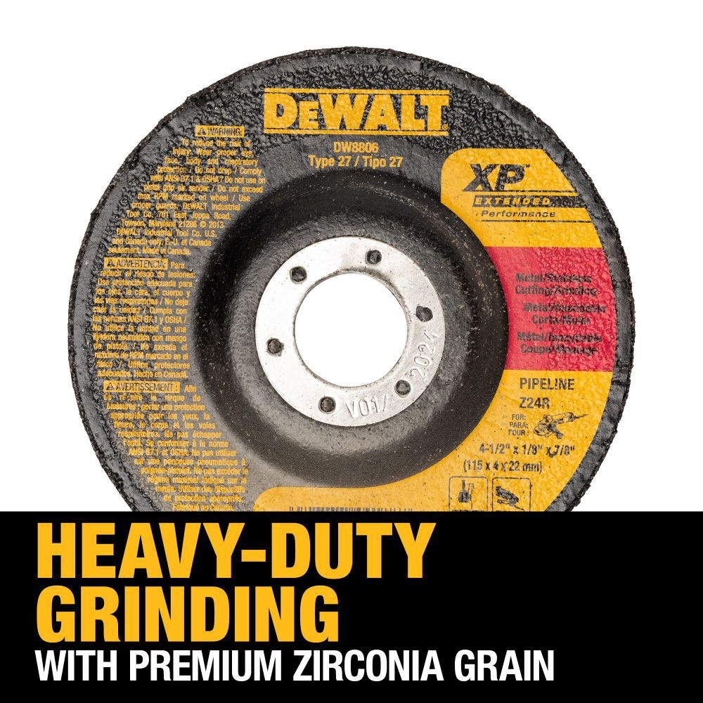 DeWalt DW8806 4-1/2 X 1/8 X 7/8 ZIRCONIA ABRASIVE