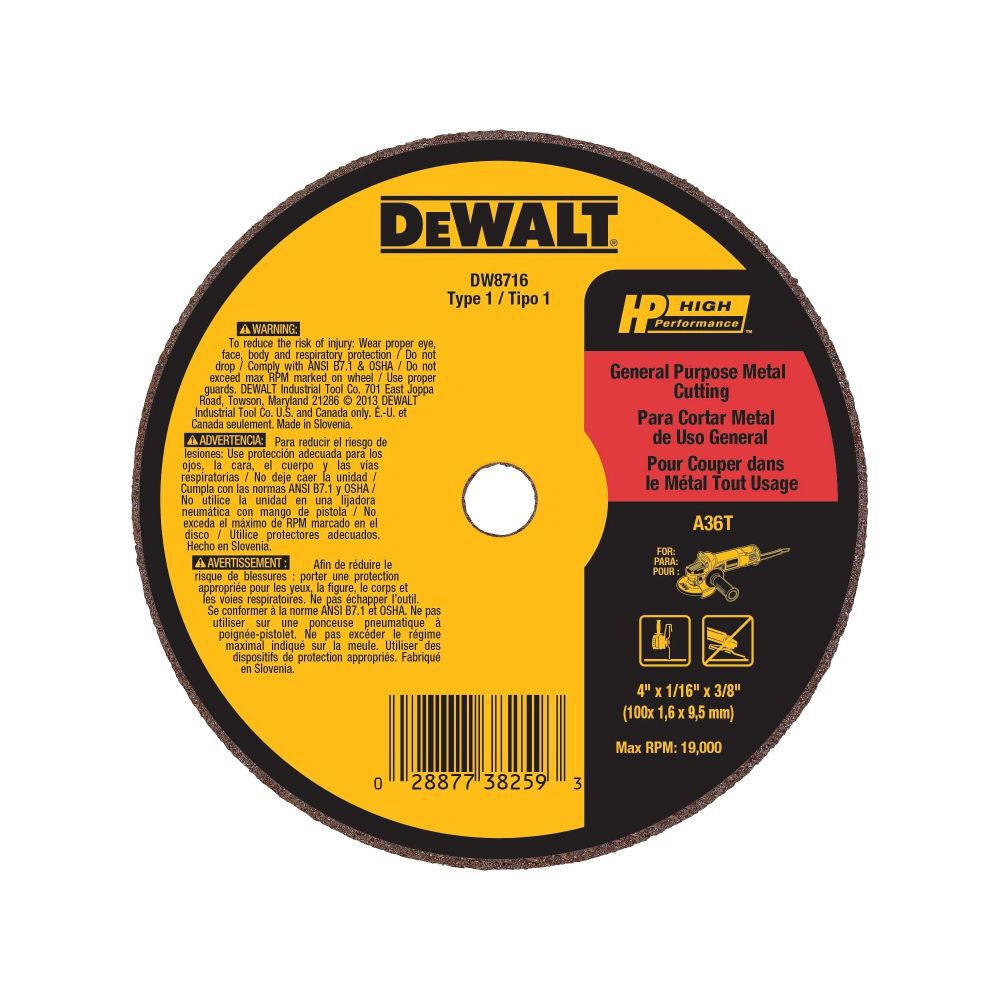 DeWalt DW8716 4 X 1/16 X 3/8 A36T