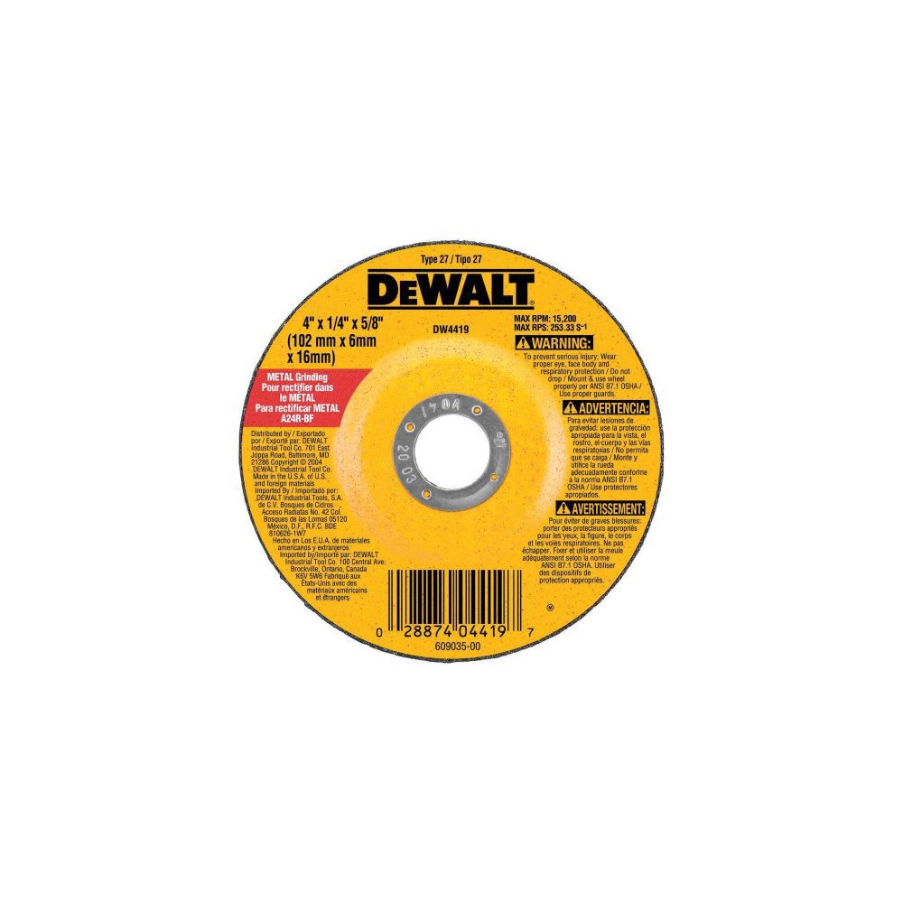 DeWalt DW4419 4X1/4IN DCW METAL GP(BLK)