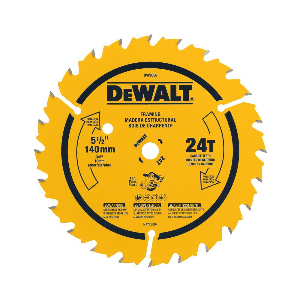 DeWalt DW9066 5-1/2 24T CORDLESS CONSTRUCTION BLADE