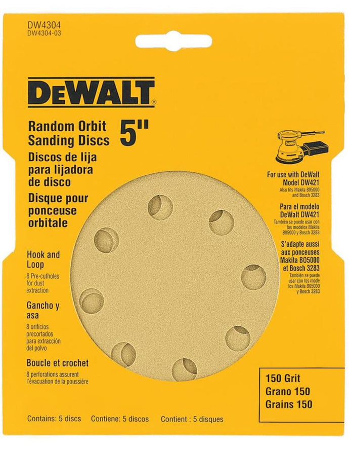DeWalt DW4304 5IN 150 GRIT 8 HOLE DISC