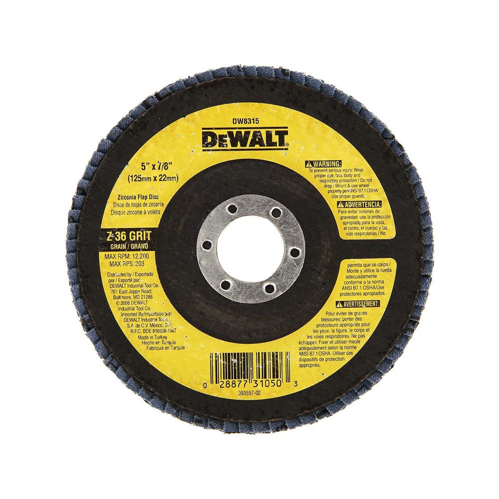 DeWalt DW8315 5 X 7/8 40G T29 HP FLAP