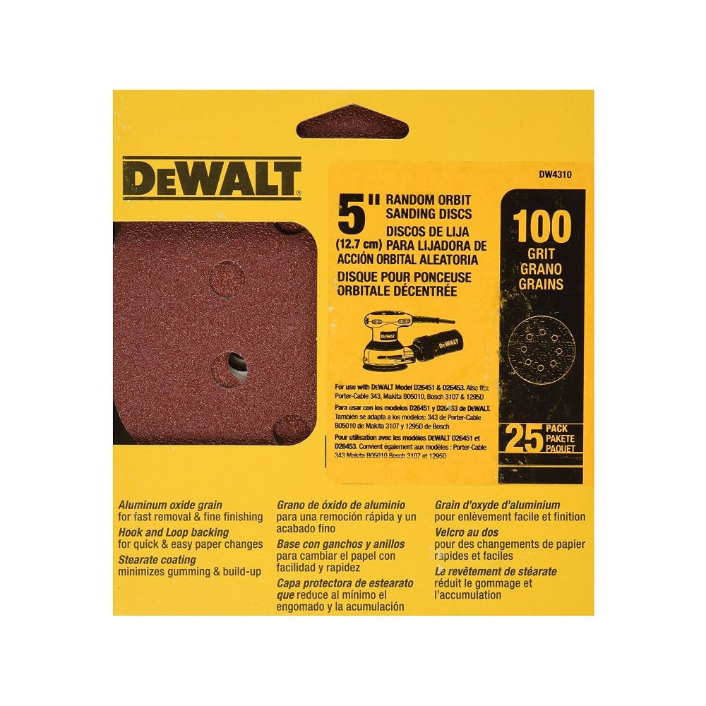 DeWalt DW4310 5IN 100 GRIT 8 HOLE DISC