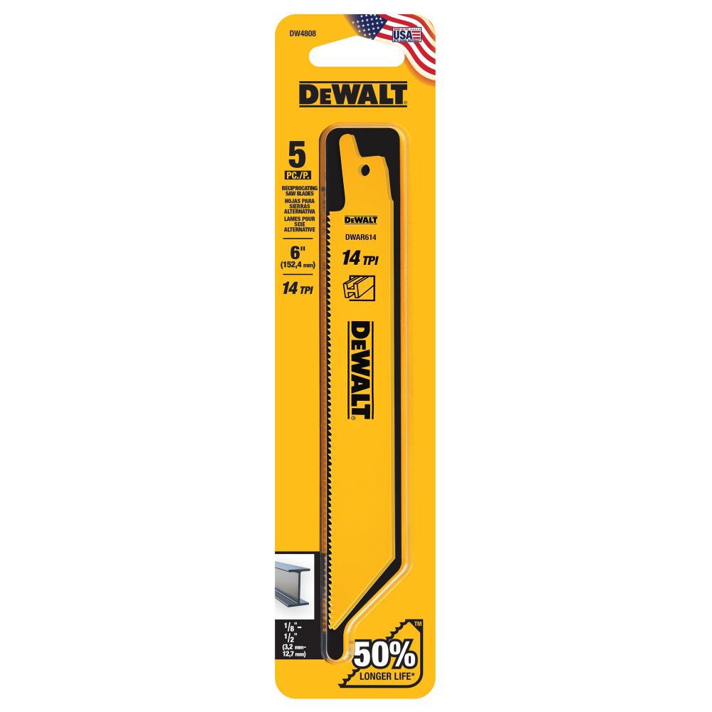 DeWalt DW4808 6IN 14TPI STGT BK BLD-5PK