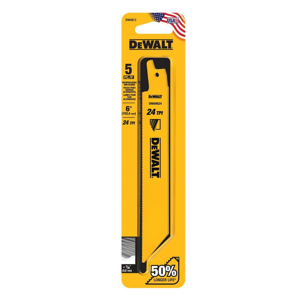 DeWalt DW4813 6IN 24TPI STGT BK BLD-5PK
