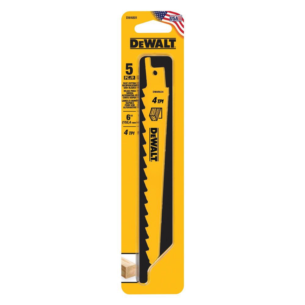 DeWalt DW4801 6IN 4TPI TAPER BK BLD-5PK