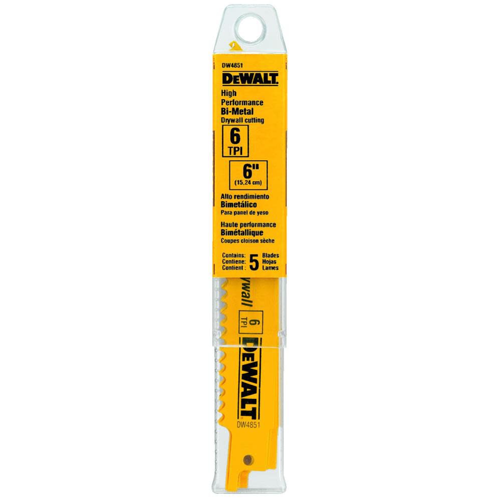 DeWalt DW4851 6IN 6TPI PLST CUT BLD-5PK