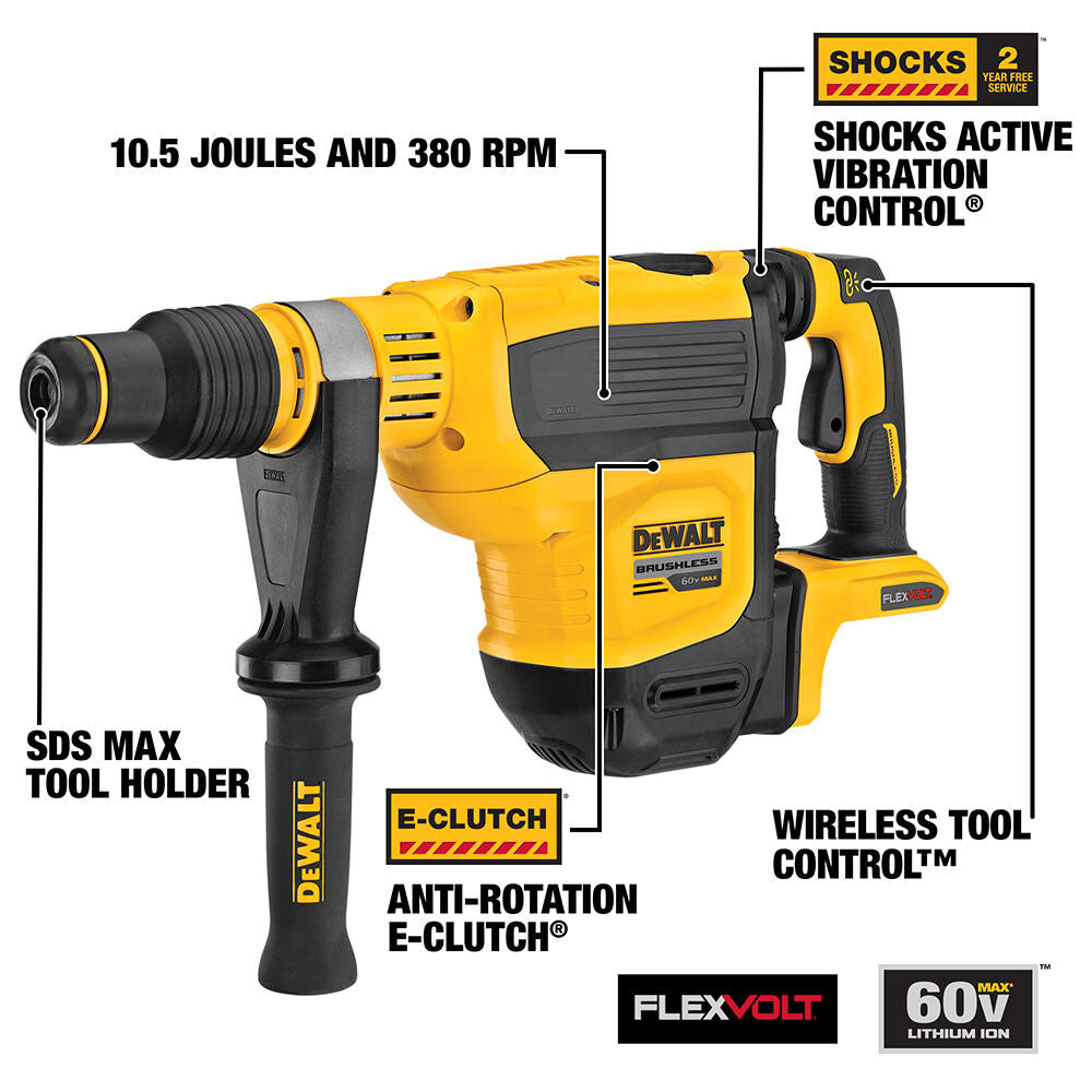 DeWalt DCH614B 60V1-3/4IN SDS MAX COMB HAMMER BARE