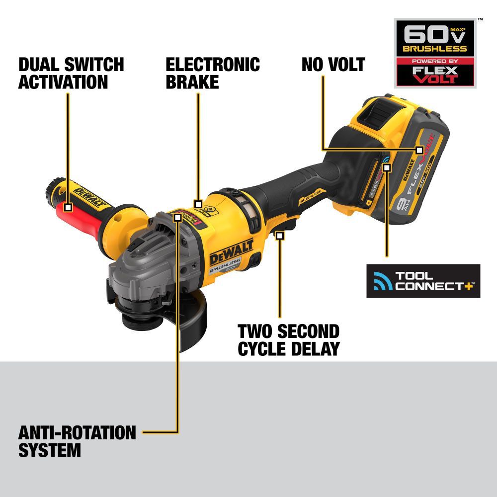 DeWalt DCG418SHDX2 60V SIDE HANDLE DETECT GRINDER (KIT)