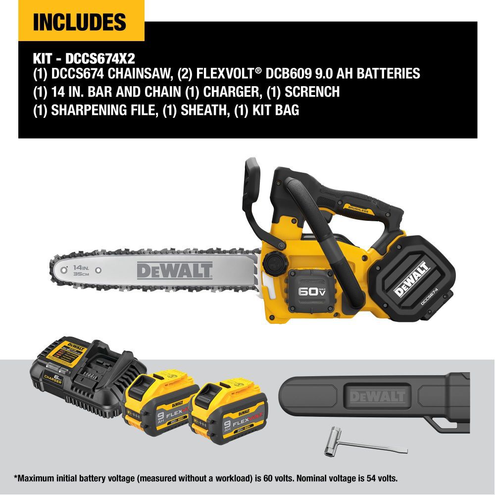 DeWalt DCCS674X2 DW 60V TOP HANDLE CHAINSAW (KIT)