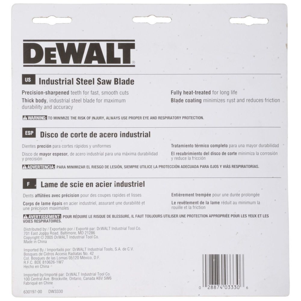 DeWalt DW3330 7-1/4 IRON/STEEL SAW BLD
