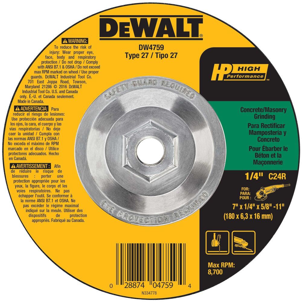 DeWalt DW4759 7 X 1/4 X 5/8-11 MASONRY