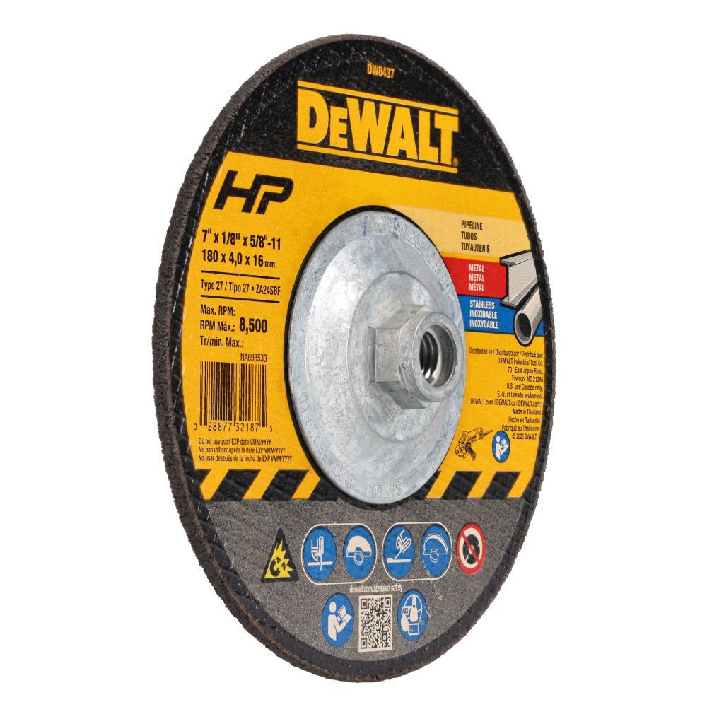 DeWalt DW8437 7X1/8X5/8IN-11 PIPELINER CUT/GRIND WH