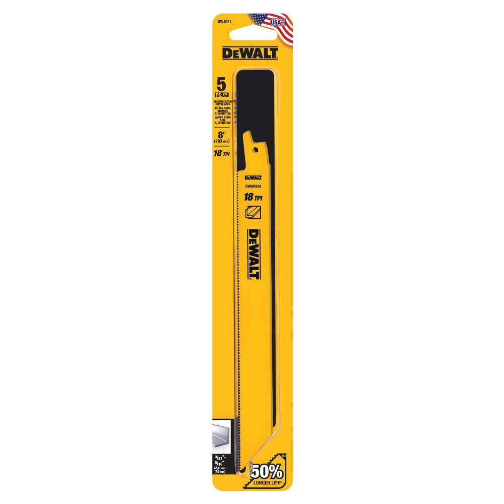DeWalt DW4821 8IN 18TPI STGT BK BLD-5PK