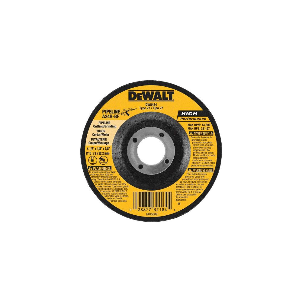 DeWalt DW8439 9X1/8X5/8-11 IN PIPELINER CUT/GRIND WH