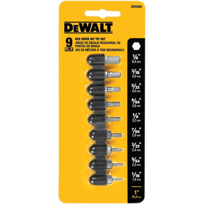 DeWalt DW2068 9 PC. HEX BIT TIP SET