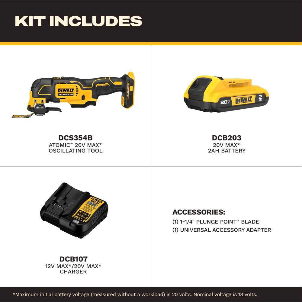 DeWalt DCS354D1 20V MAX XR OSCILLATING TOOL KIT 2.AH