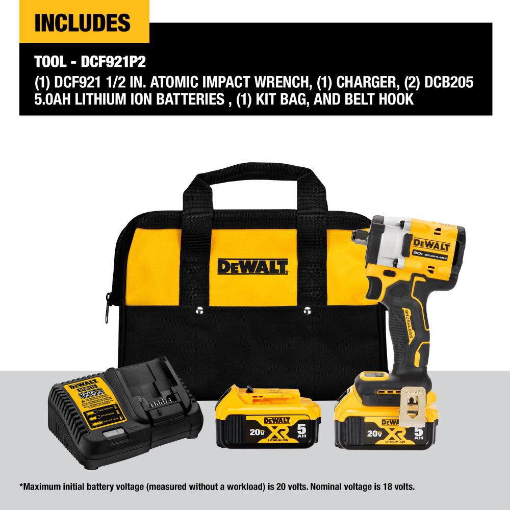 DeWalt DCF921P2 20V MAX 1/2IN COMPACT IMPACT SR HR