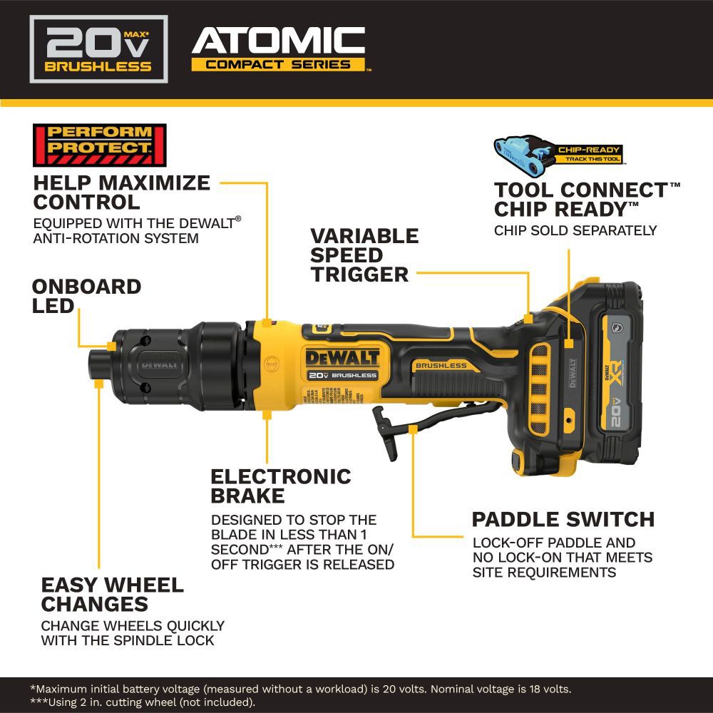DeWalt DCG420GE1 ATOMIC 20V MAX Die Grinder- 1.7AH