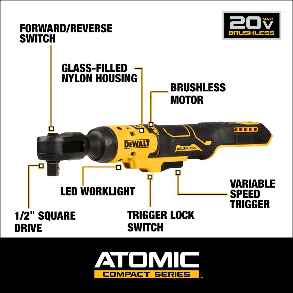 DeWalt DCF512B 20V MAX 1/2IN RATCHET BARE