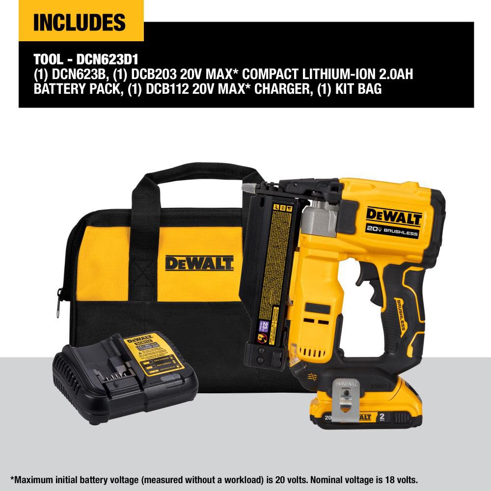 DeWalt DCN623D1 20V MAX 23GA PIN NAILER KIT