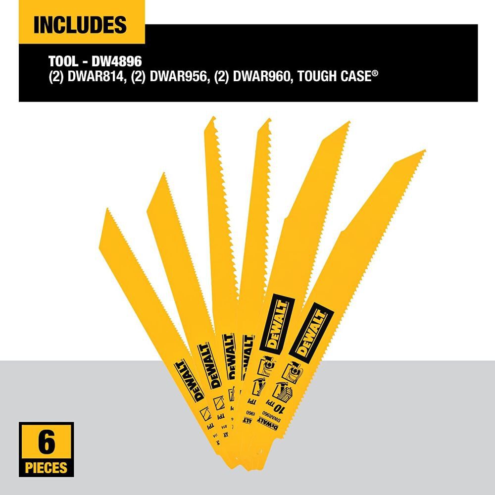 DeWalt DW4896 6 PC Recip Blade Set With Case