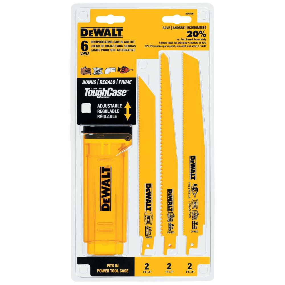 DeWalt DW4896 6 PC Recip Blade Set With Case