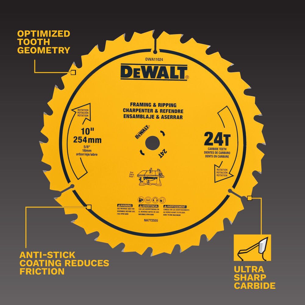 DeWalt DWA11024 DEWALT 10 IN 24T SAW BLADE