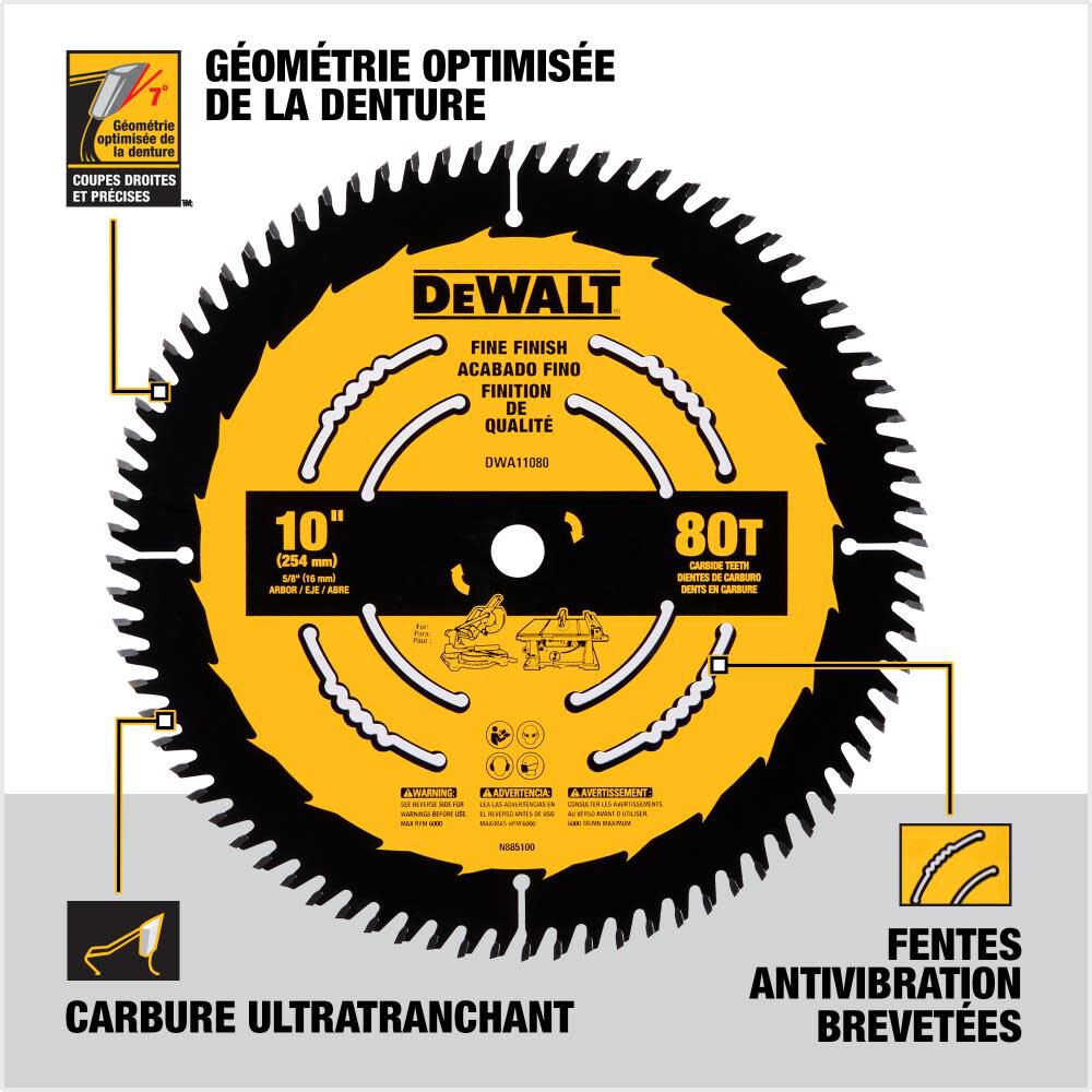 DeWalt DWA11080 DEWALT 10 IN 80T SAW BLADE