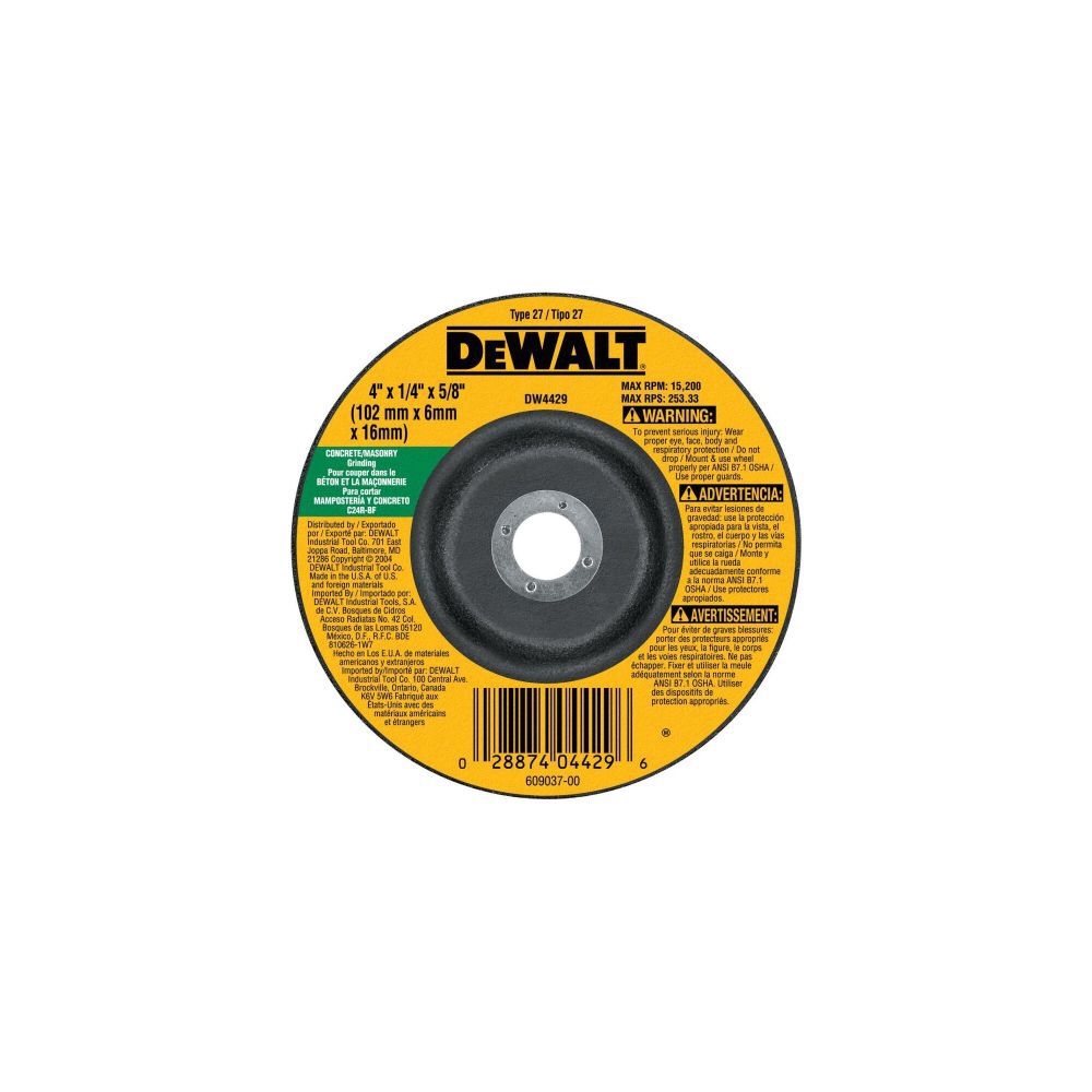 DeWalt DW4429 4 x 1/4 x 5/8 MASONRY