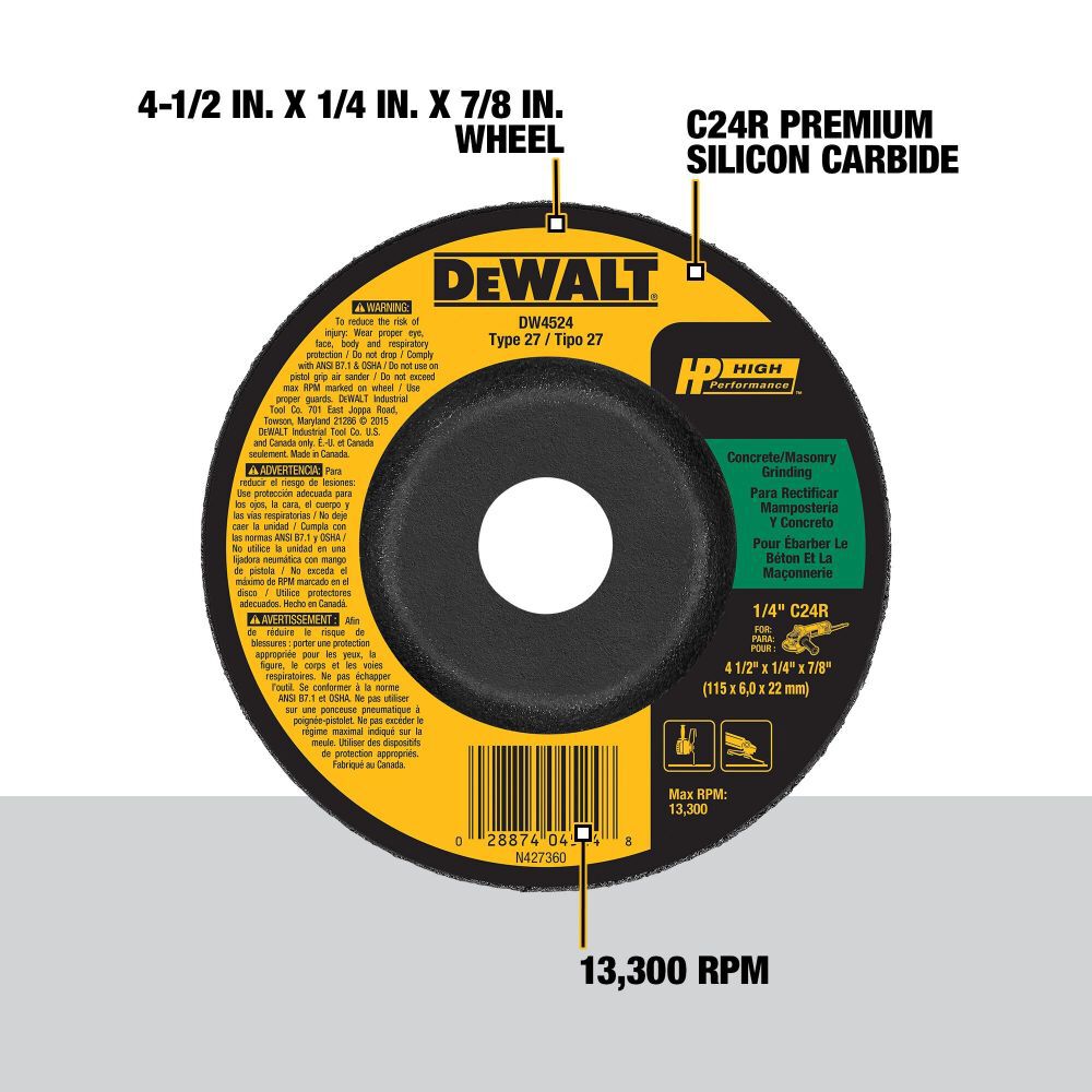 DeWalt DW4524 4-1/2 X 1/4 MASRY (BLK)