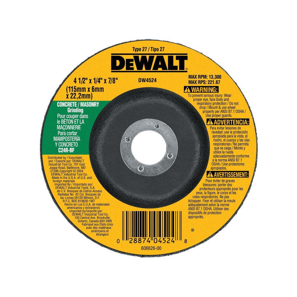 DeWalt DW4524 4-1/2 X 1/4 MASRY (BLK)