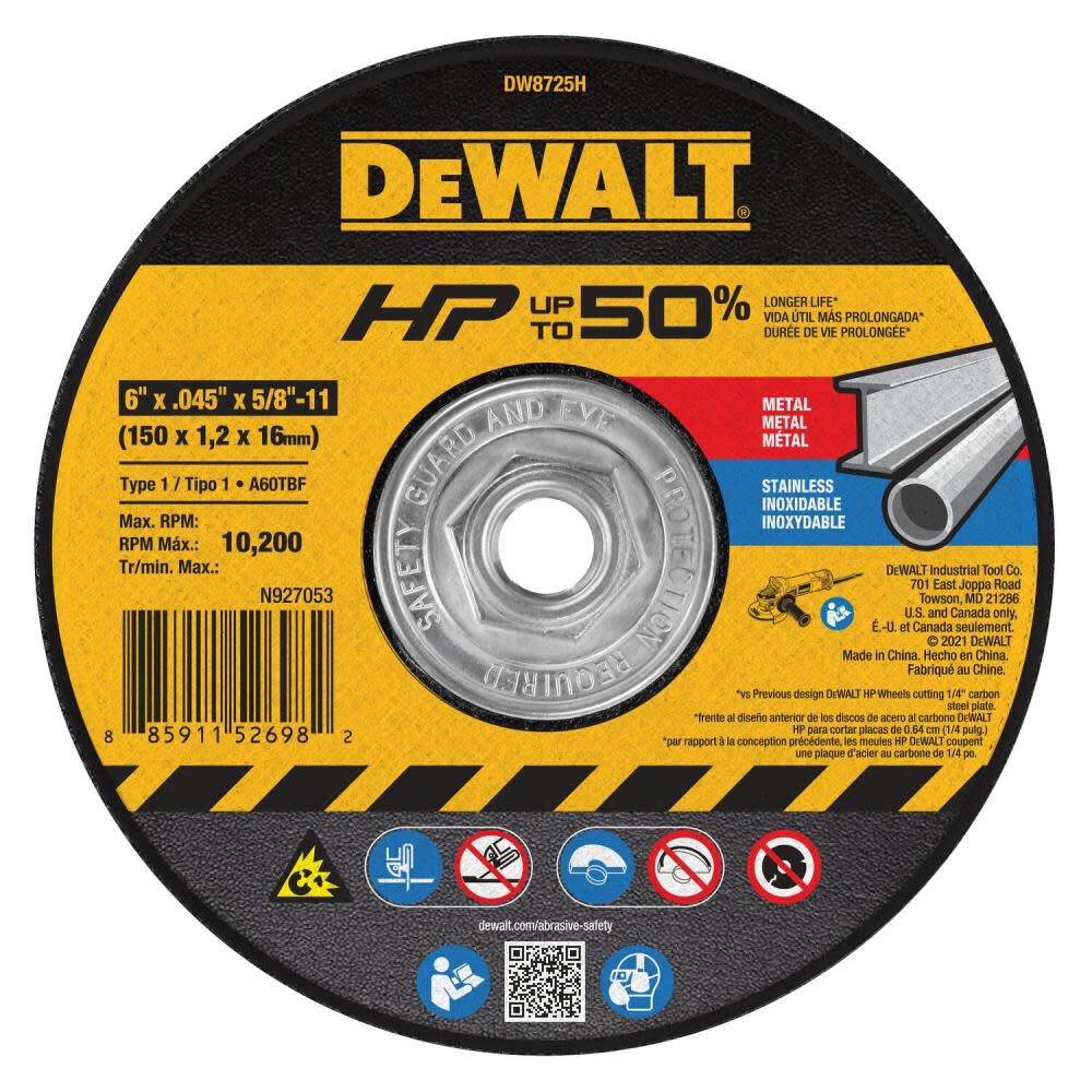 DeWalt DW8725H 6 x .045 x 5/8-11 HP T1 CUTTING