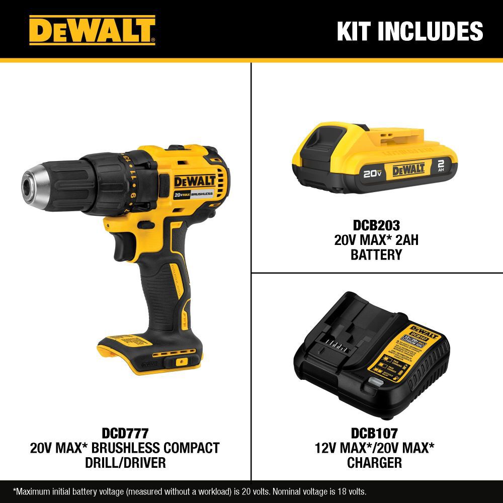 DeWalt DCD777D1 20V MAX COMPACT DRILL DRIVER KIT