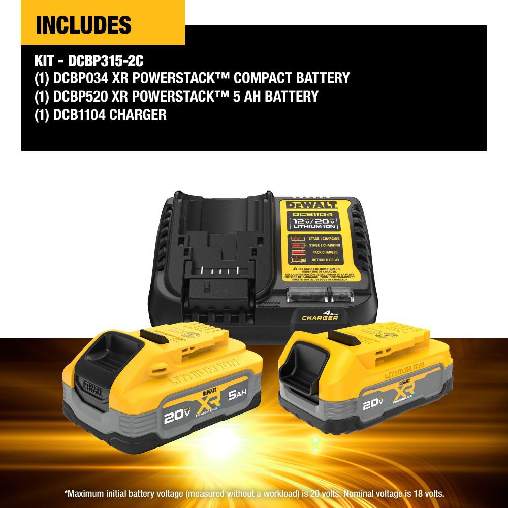 DeWalt DCBP315-2C POWERSTACK COMPACT + 5AH STARTER KIT