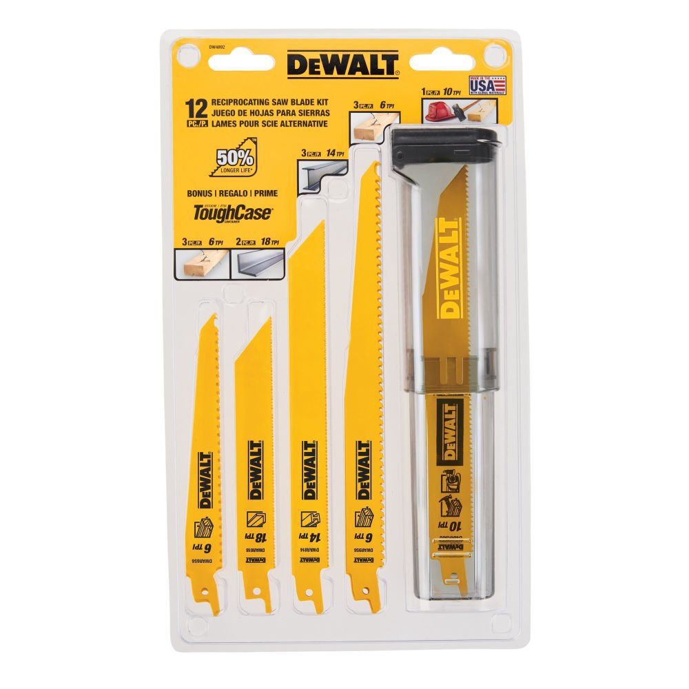 DeWalt DW4892 12 PC Recip Blade Set With Case