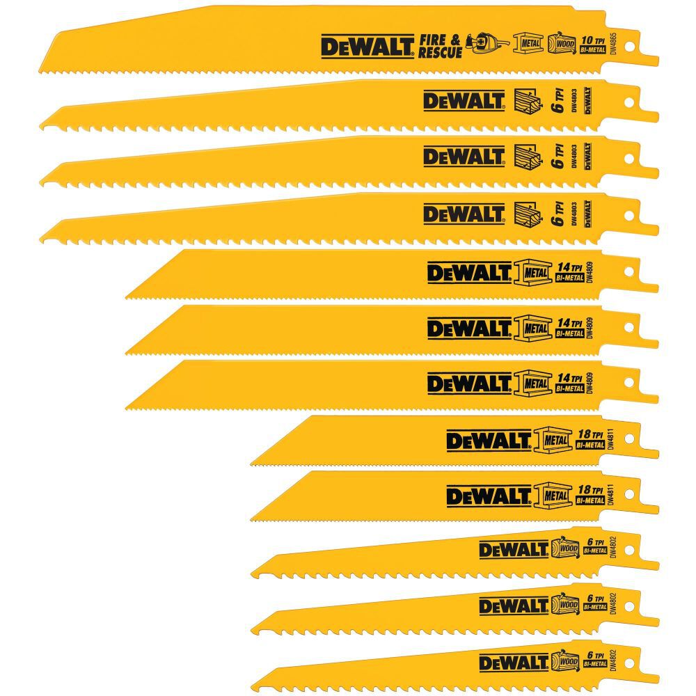 DeWalt DW4892 12 PC Recip Blade Set With Case