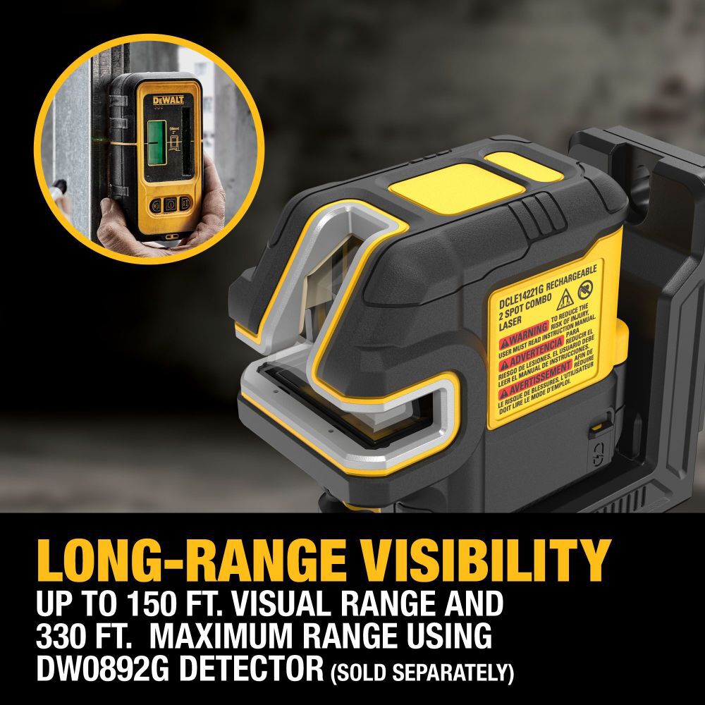 DeWalt DCLE14221G DEWALT RECHARGEABLE 2 SPOT COMBO LASER W