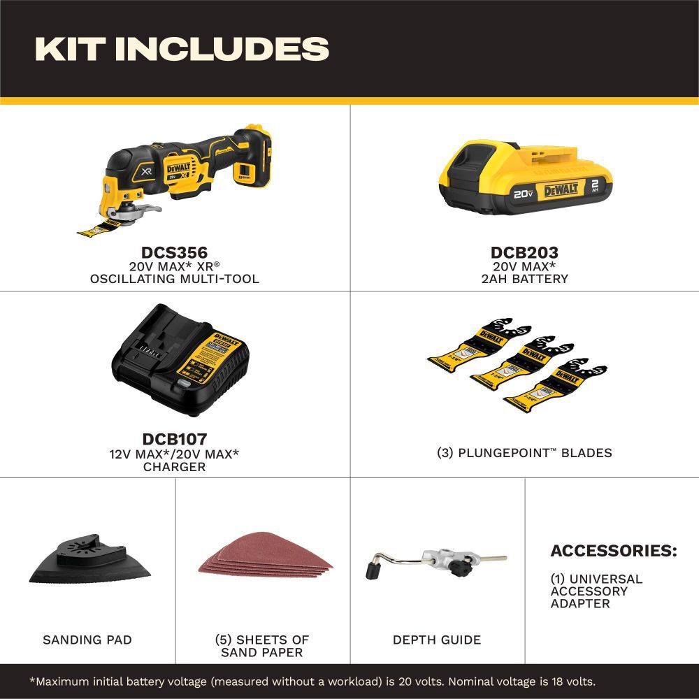 DeWalt DCS356D1 20V MAX XR BRUSHLESS OSCILLATING TOOL