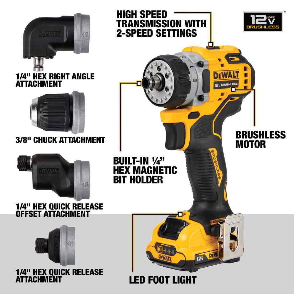 DeWalt DCD703F1 12V XTREME MULTI-HEAD DRILL/DRIVE