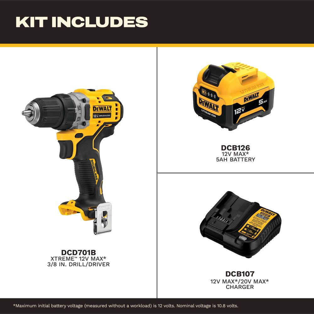 DeWalt DCD701J1 12V MAX Drill Driver Kit