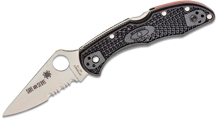 Spyderco Delica 4 Lightweight Thin Red Line - CombinationEdge (C11FPSBKRD)