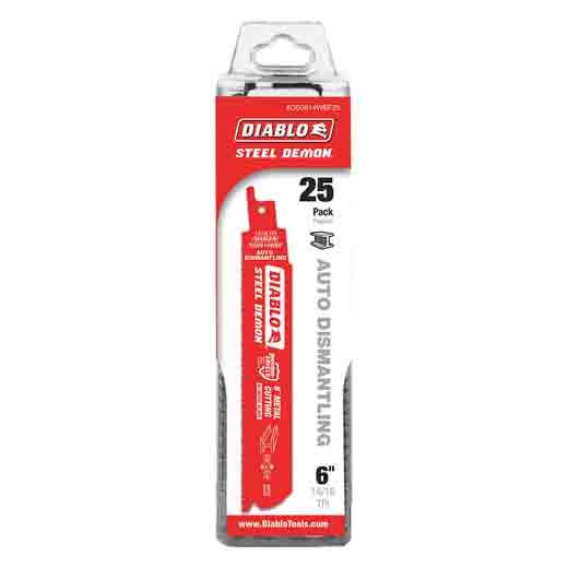 DIABLO DS0614WBF25 6 Inch Bi Metal Reciprocating Blade for Auto Dismantling 25 Pack