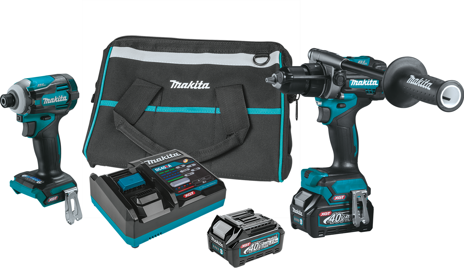 Makita 40V max XGT Brushless Cordless 2 Pc. Combo Kit, GPH01, GDT01, bag (2.5Ah) GT200D