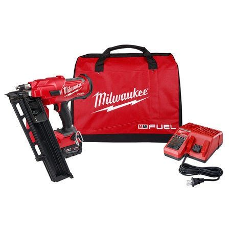 MILWAUKEE 2744-21 M18 FUEL 3-1/2 in. 18-Volt 21? Lithium-Ion Brushless Cordless Framing Nailer Kit with 5.0 Ah Battery, Charger, Bag