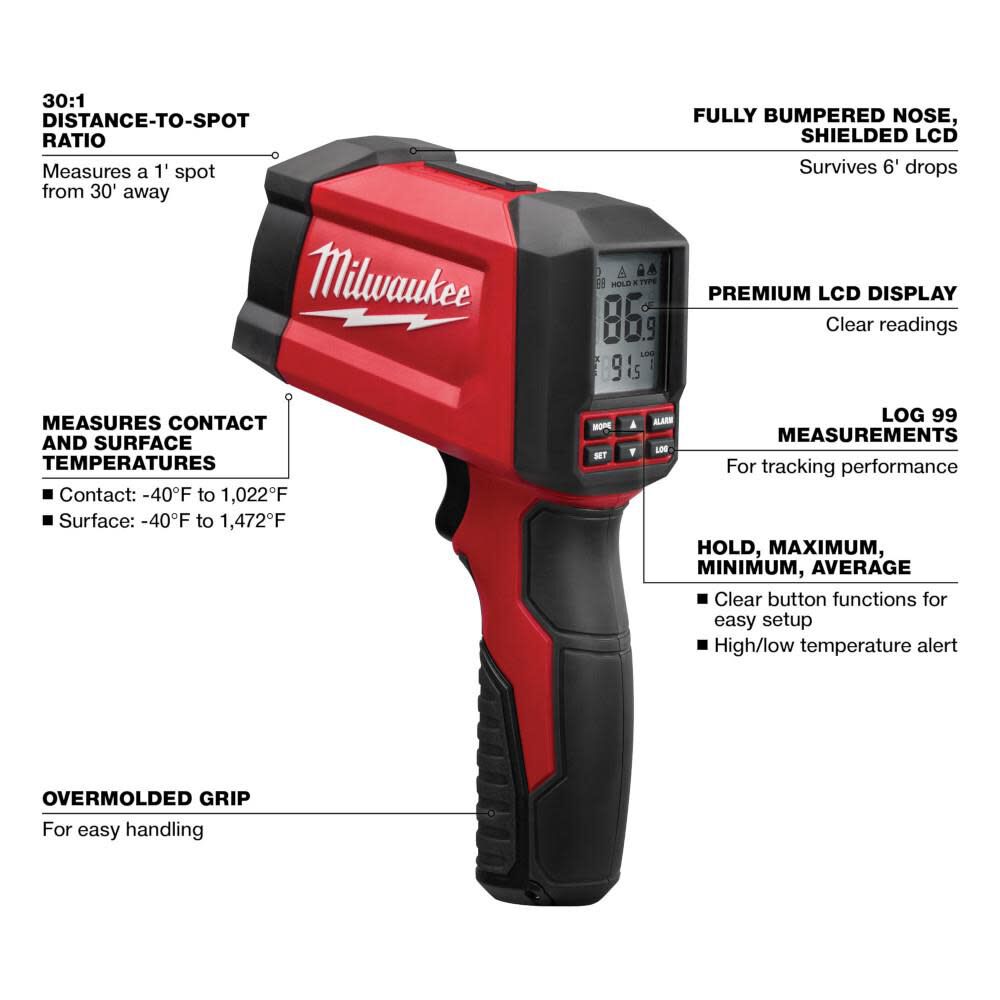 Milwaukee 2269-20 30:1 Infrared/Contact Temp-Gun™