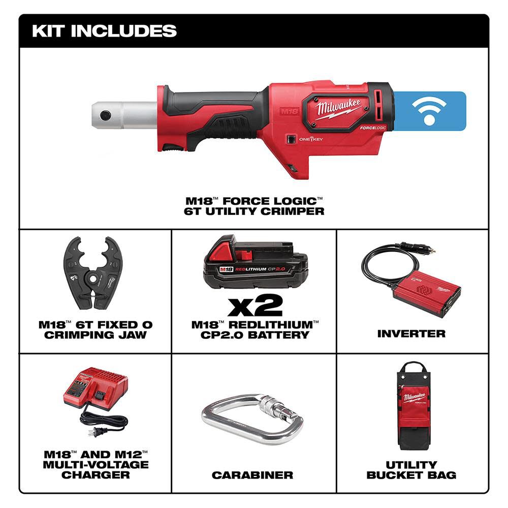 Milwaukee 2678-22O M18™ FORCE LOGIC™ 6T Utility Crimper Kit with D3 Grooves and Fixed O Die