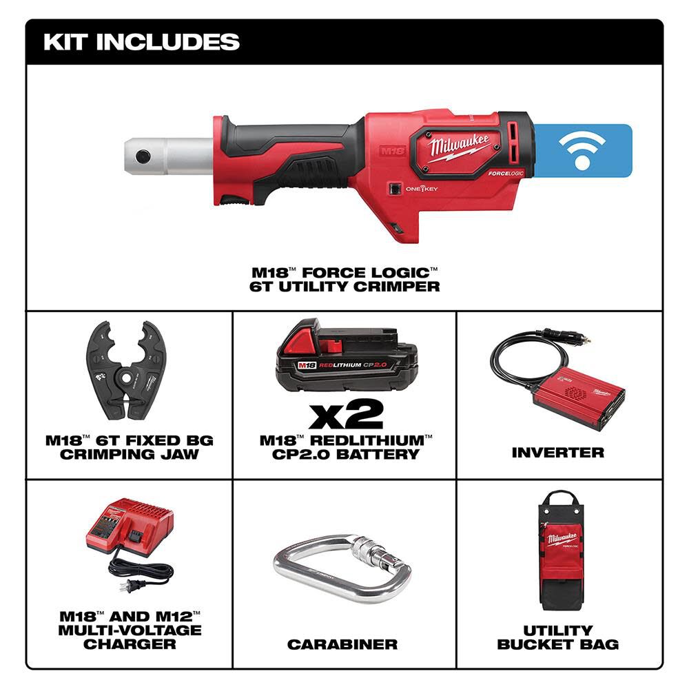Milwaukee 2678-22BG M18™ FORCE LOGIC™ 6T Utility Crimper Kit with D3 Grooves and Fixed BG Die