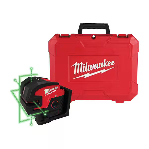 Milwaukee 3624-20 M12™ Green Laser – Cross Line & 4-Points